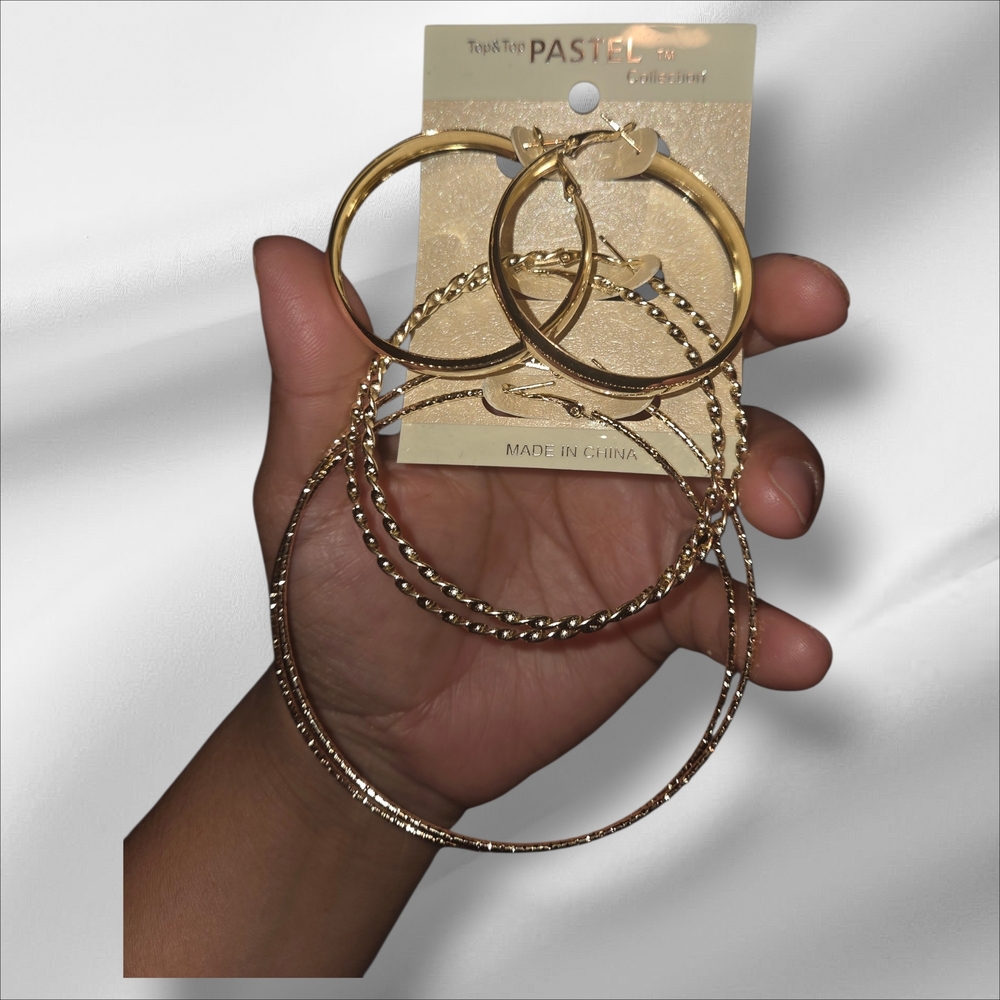 Pastels Gold Hoop Earring Set - Mixed Textures